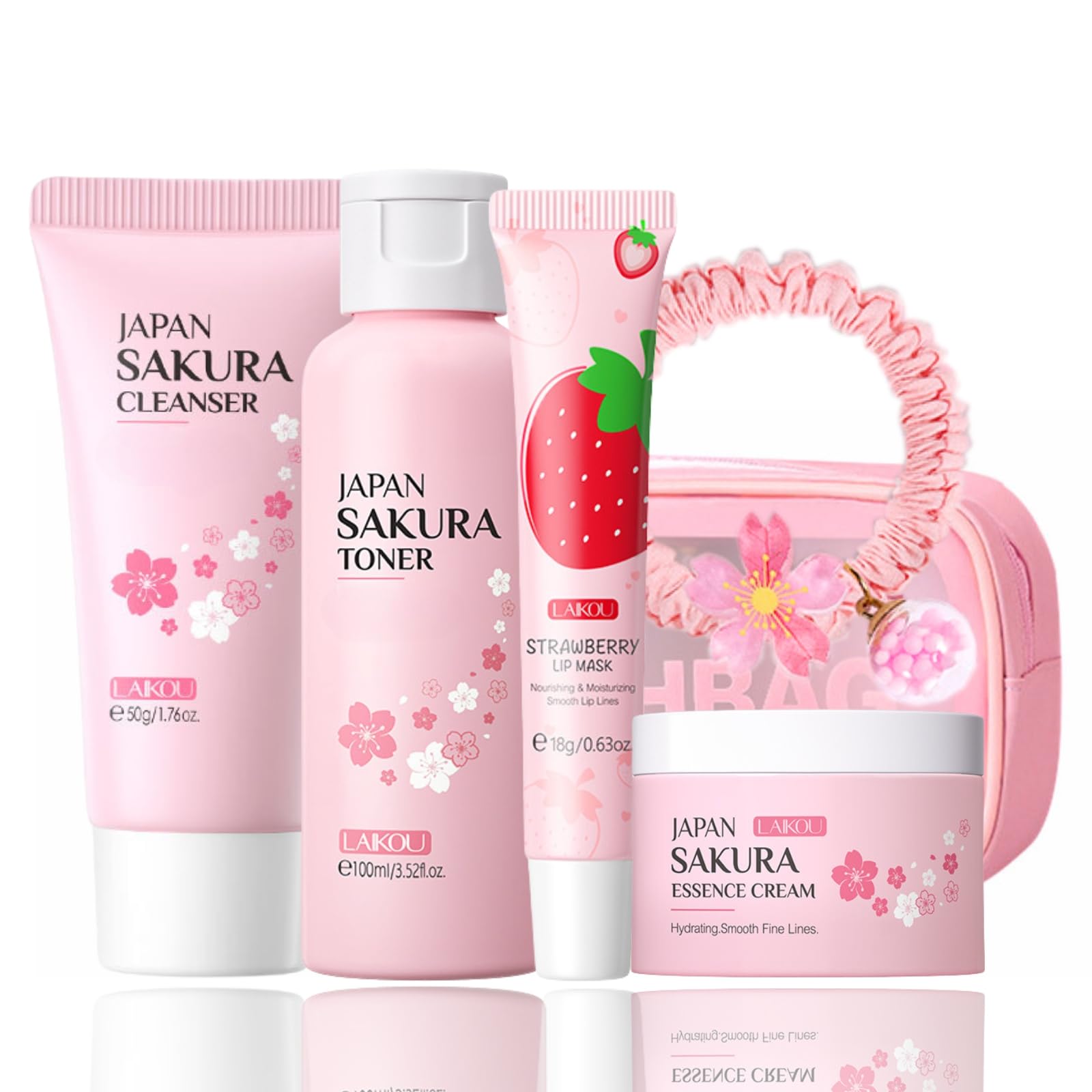 Pink Era Travel Set — 6-Piece Cherry Blossom Glow Kit