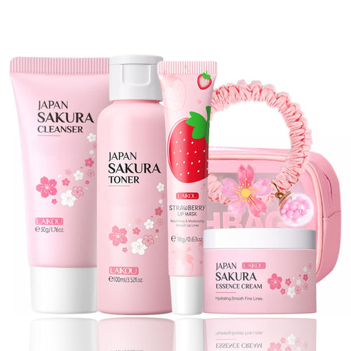 Pink Era Travel Set — 6-Piece Cherry Blossom Glow Kit